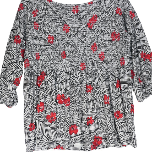 J Jill Blouse Womens Size XL Petite PXL Top Shirt Smocked Bodice Peasant Boho - Picture 7 of 11